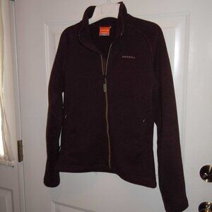 MERRELL WOMENS KNIT JACKET FULL ZIP BROWN POLARTEC SZ MED EX COND